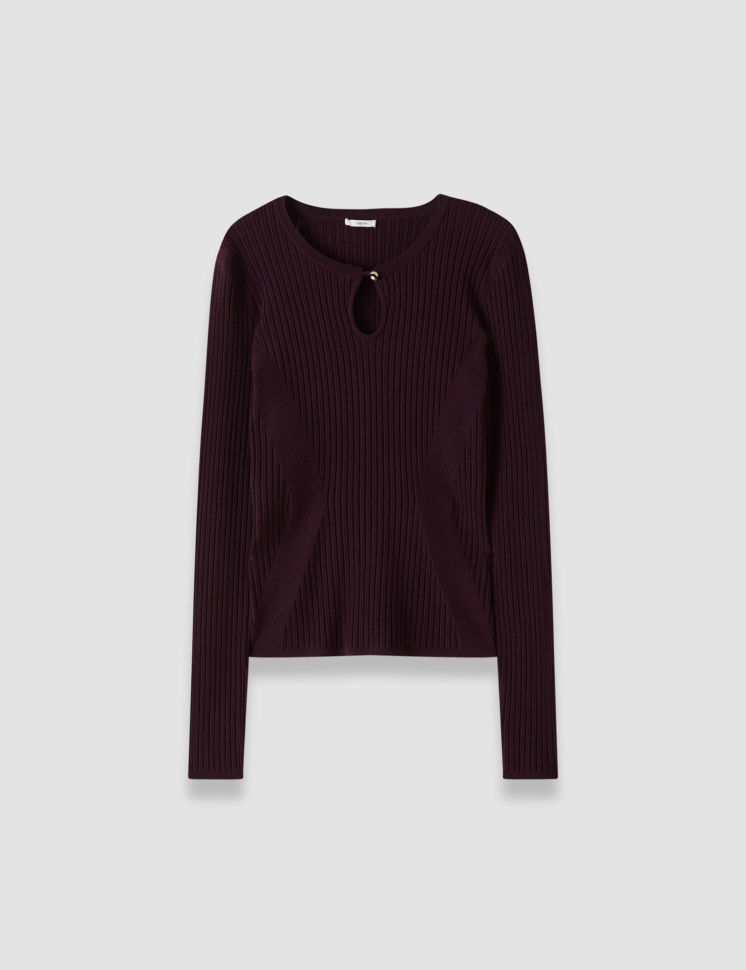 Purple Luz Merino Wool Rib Top - Joseph
