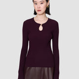 Purple Luz Merino Wool Rib Top - Joseph