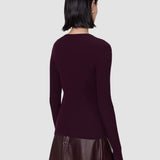 Purple Luz Merino Wool Rib Top - Joseph
