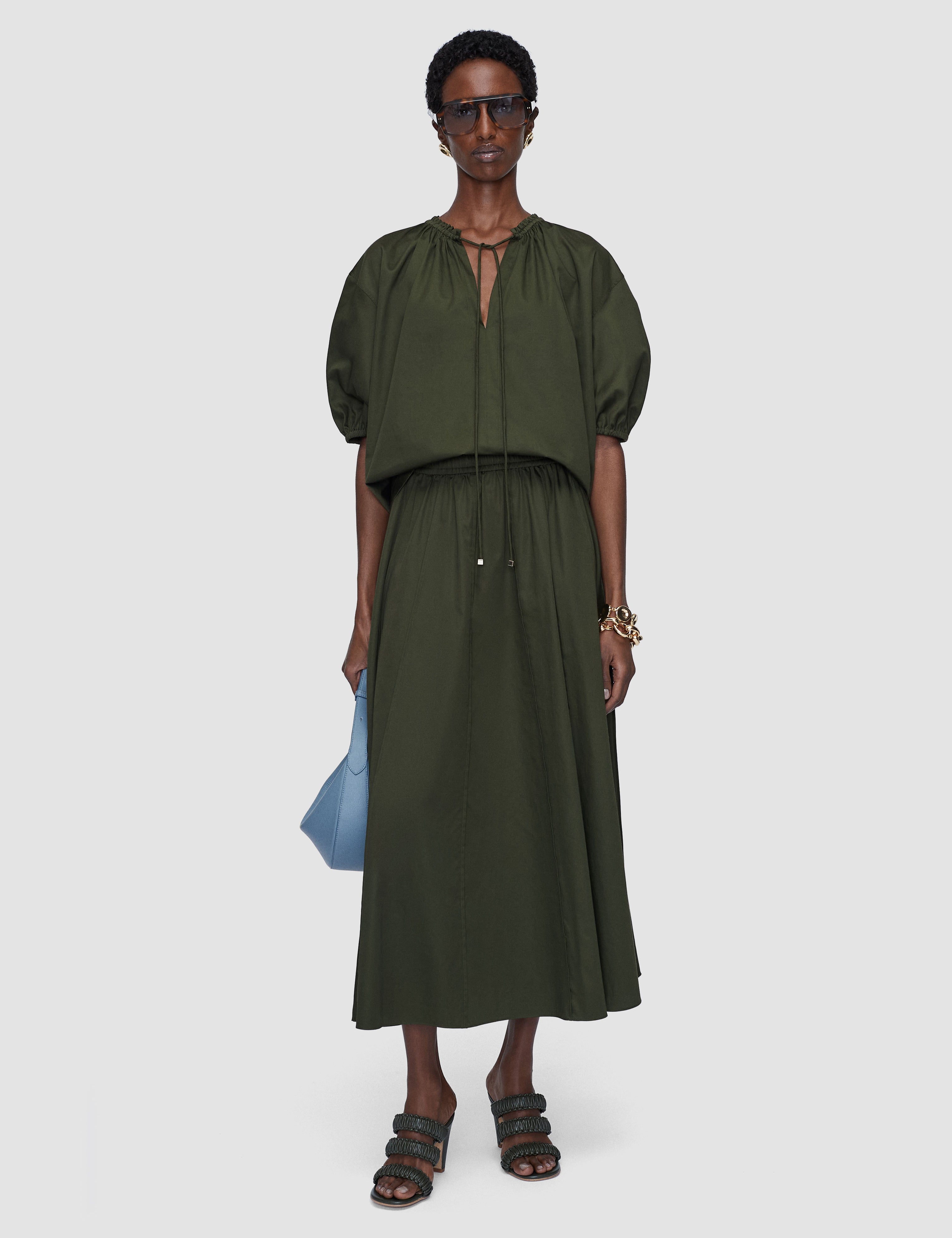 Green Manar Cotton Sateen Skirt - Joseph