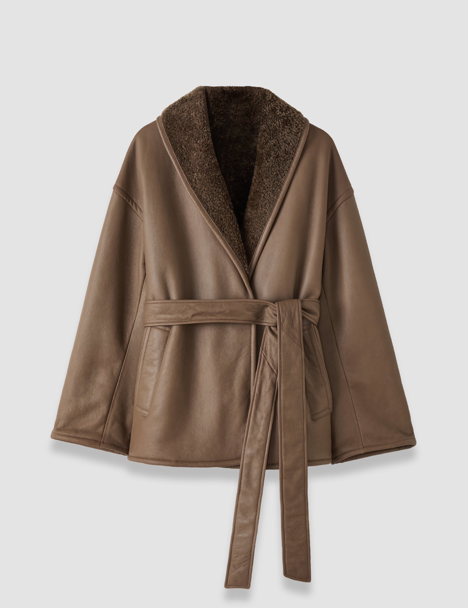 Brown Manu Textured Shearling Coat - Joseph