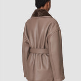 Brown Manu Textured Shearling Jacket - Joseph