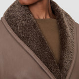 Brown Manu Textured Shearling Jacket - Joseph