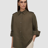 Green Mars Fluid Cotton Linen Blouse - Joseph