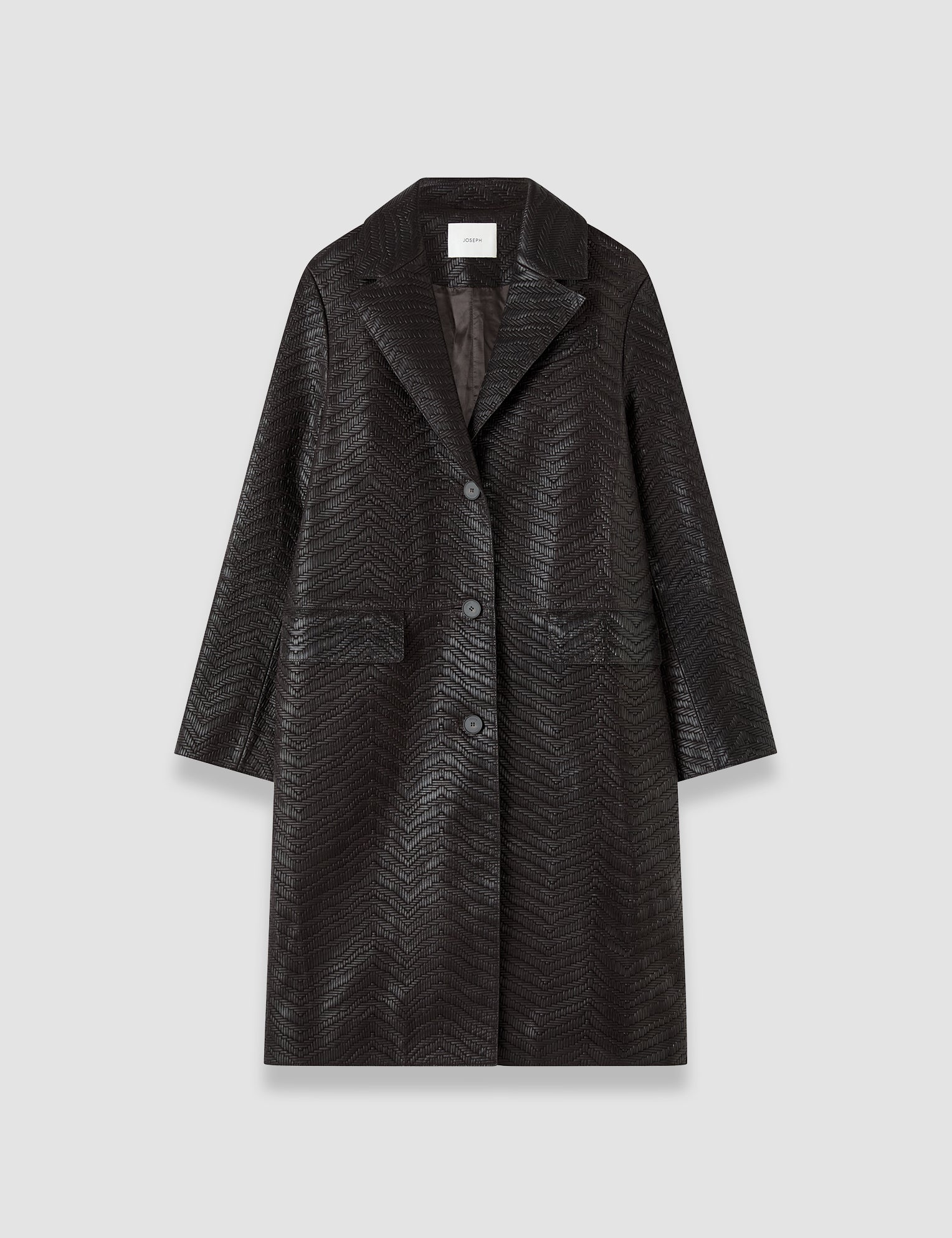 Brown Matlock Embossed Woven Leather Coat - Joseph
