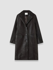 Brown Matlock Embossed Woven Leather Coat - Joseph