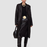 Brown Matlock Embossed Woven Leather Coat - Joseph