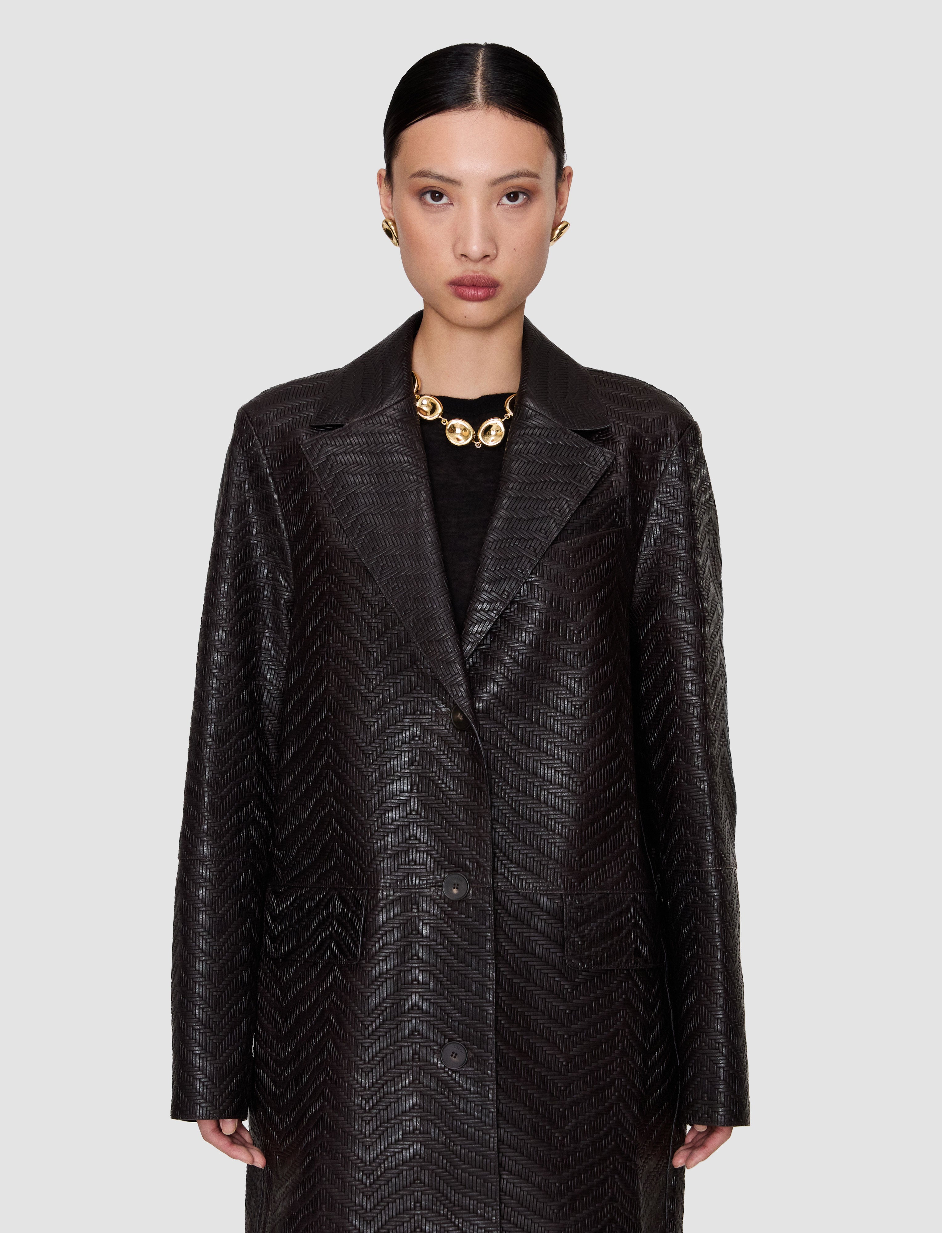 brown-matlock-embossed-woven-leather-coat-JOSEPH
