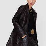 Brown Matlock Embossed Woven Leather Coat - Joseph