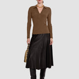 Brown Merino Wool Rib Polo - Joseph
