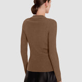 Brown Merino Wool Rib Polo - Joseph