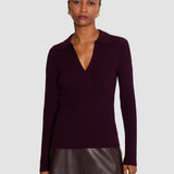 Purple Merino Wool Rib Polo - Joseph