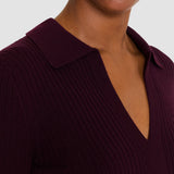 Purple Merino Wool Rib Polo - Joseph