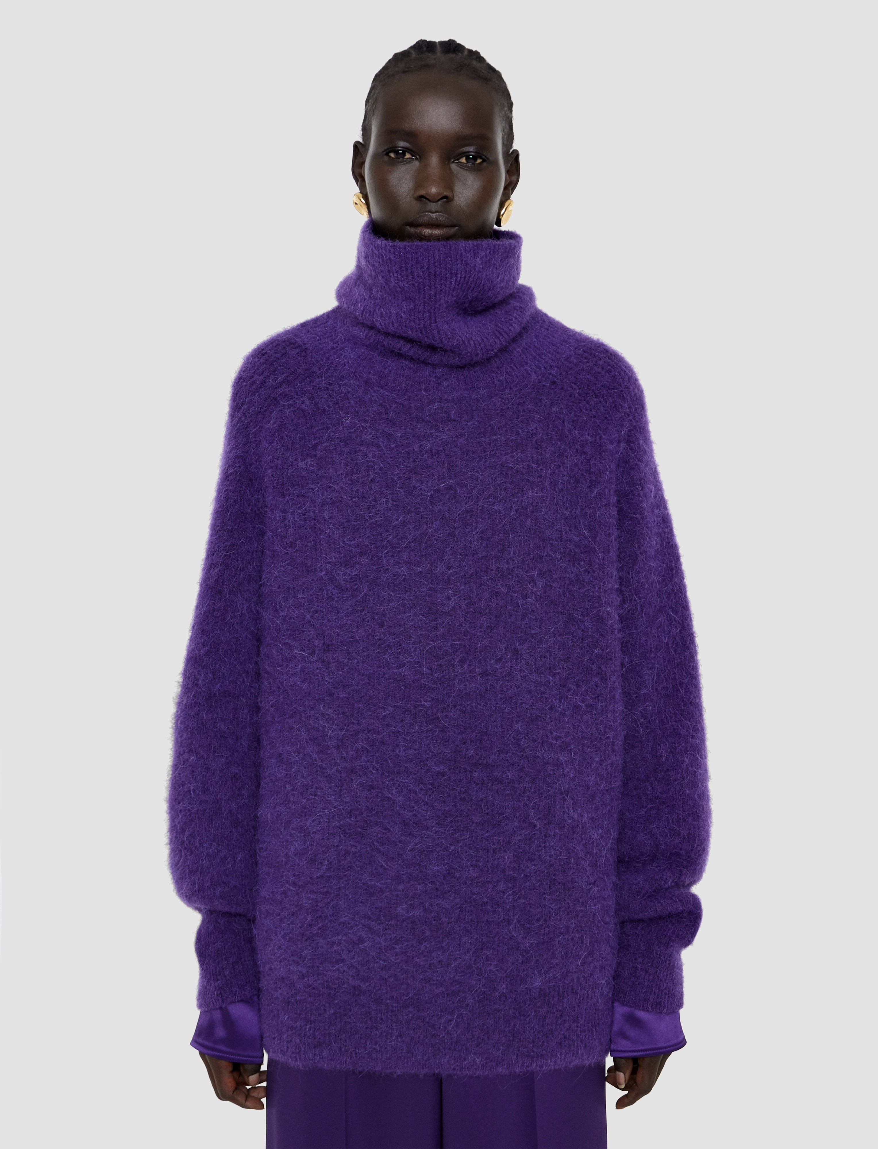 Meslay Brushed Alpaca Jumper in Purple | JOSEPH US