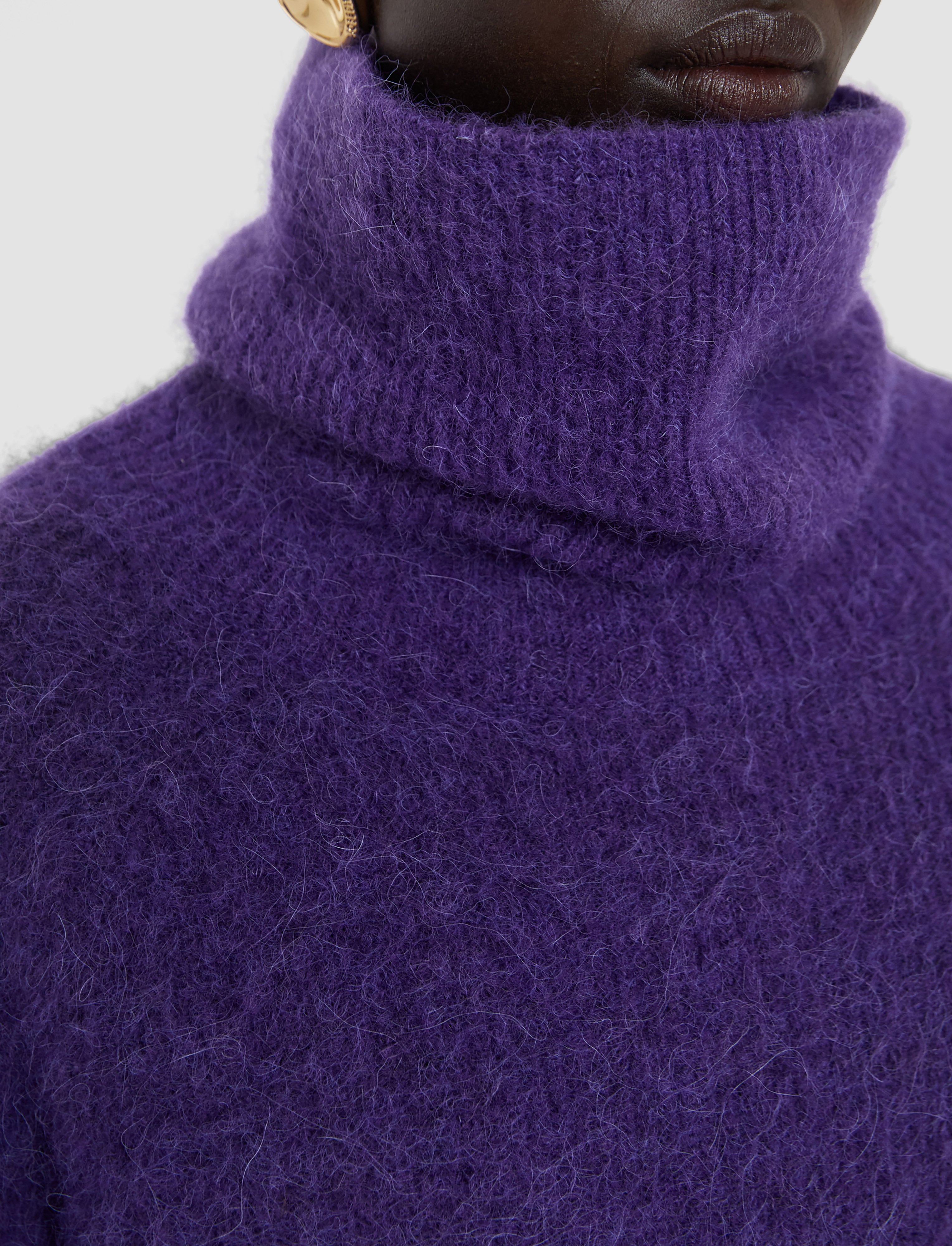 Meslay Brushed Alpaca Jumper in Purple | JOSEPH AT