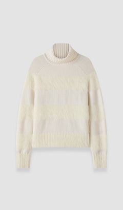 White Mila Brushed Alpaca Striped Jumper - Joseph