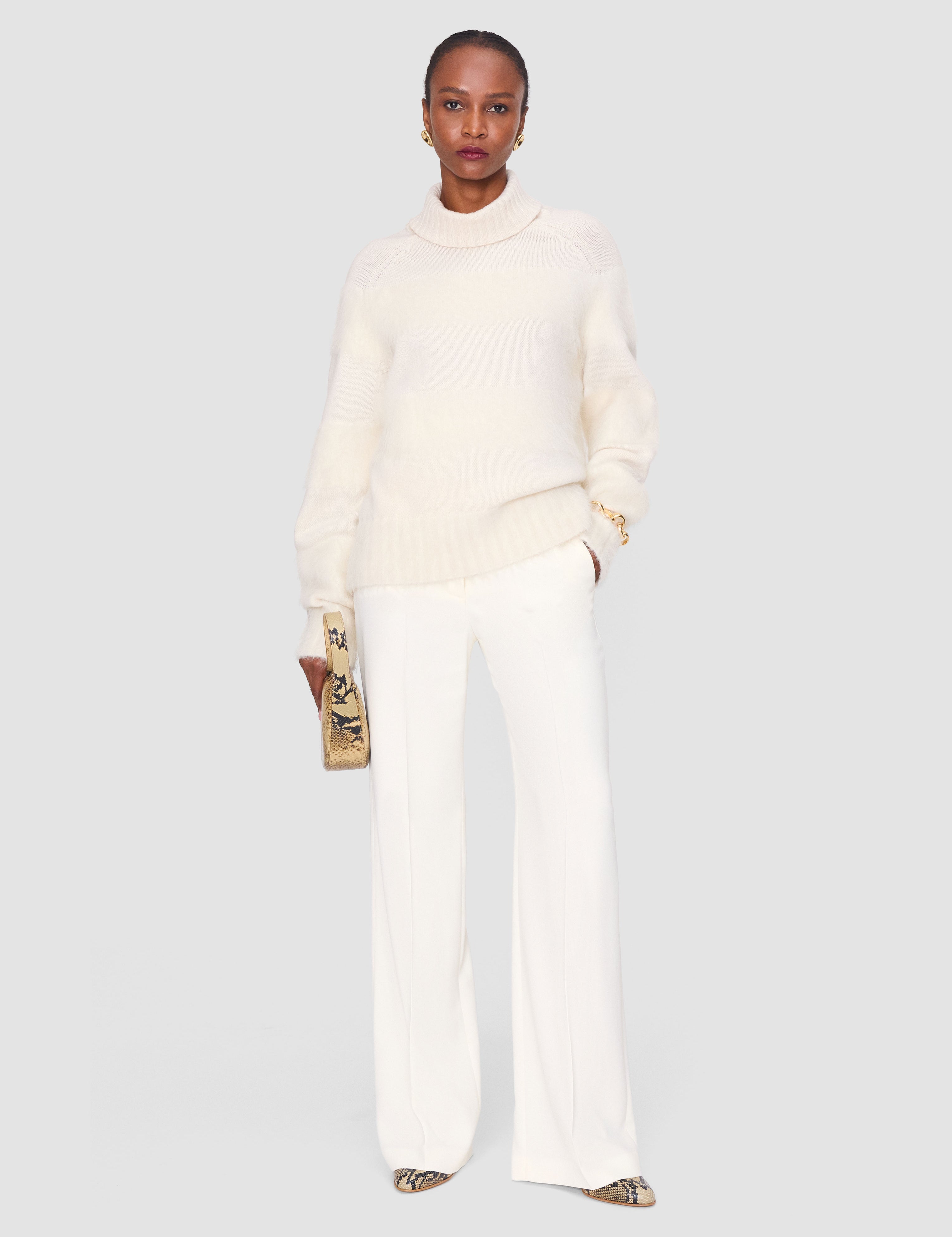 White Mila Brushed Alpaca Striped Jumper - Joseph
