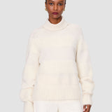 White Mila Brushed Alpaca Striped Jumper - Joseph