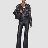 Brown Millie Printed Crinkle Blouse - Joseph