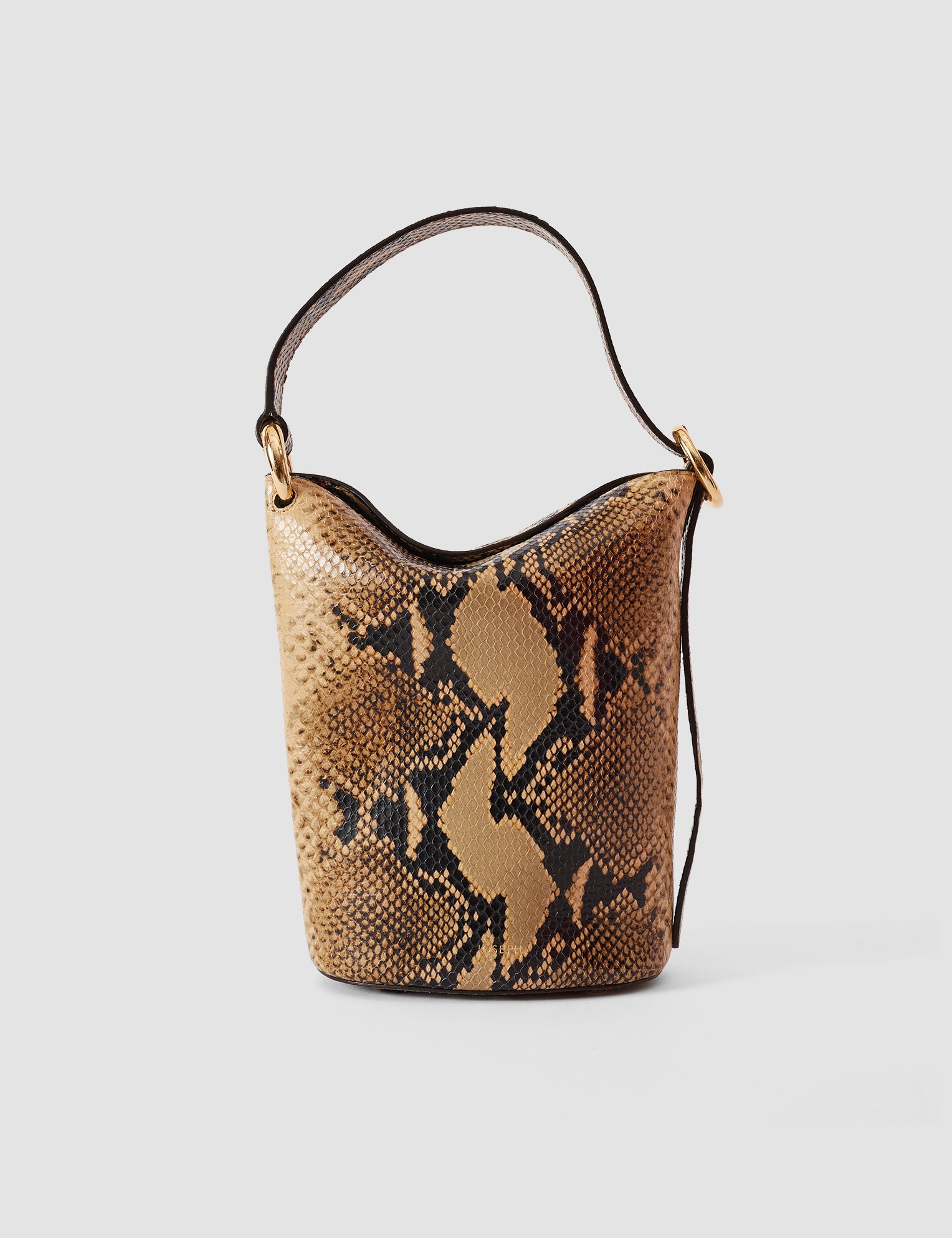 Brown Mini Bucket Snake Leather Bag - Joseph