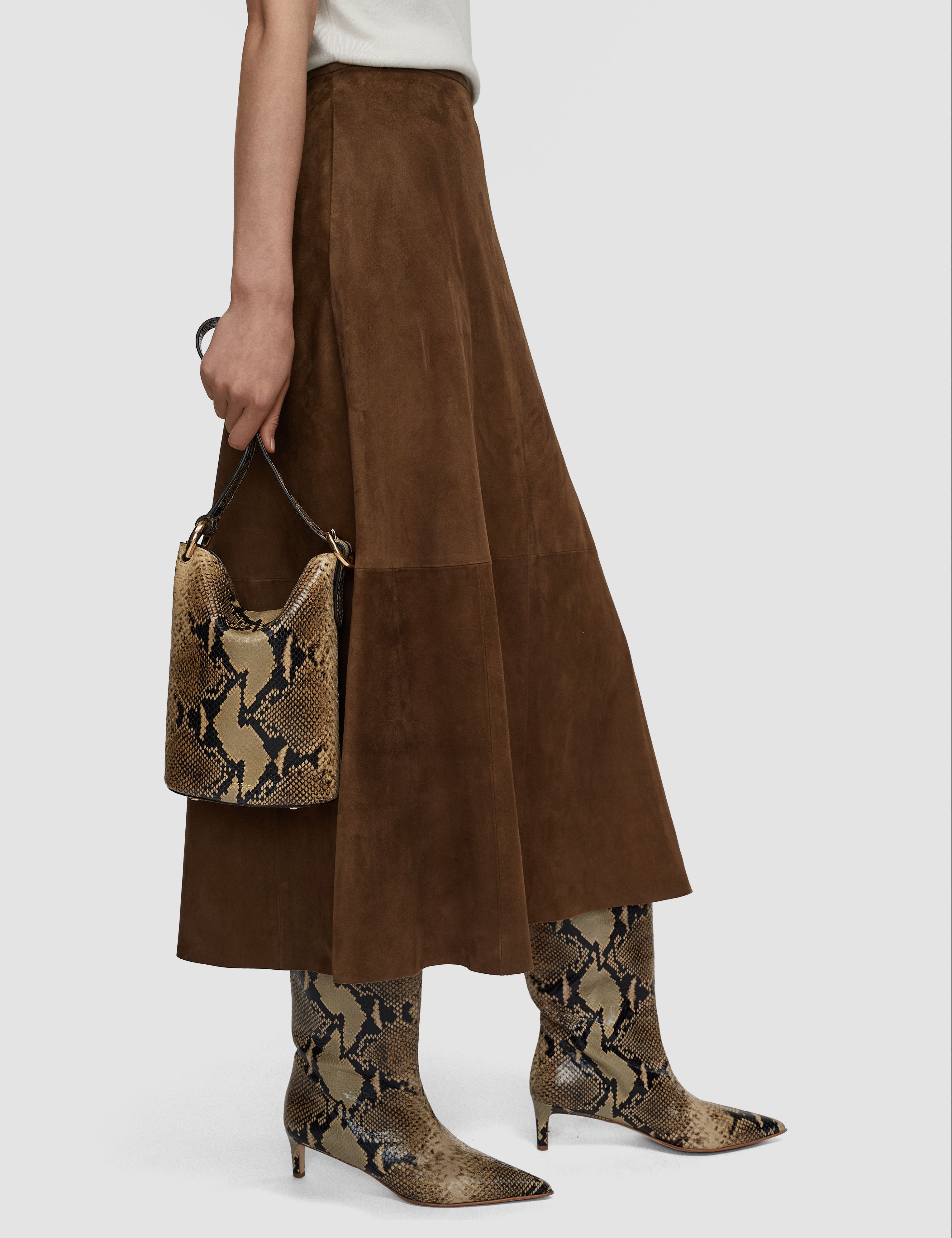 Brown Mini Bucket Python Leather Bag - Joseph