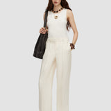 Beige Mitae Cotton Silk Blend Trousers - Joseph
