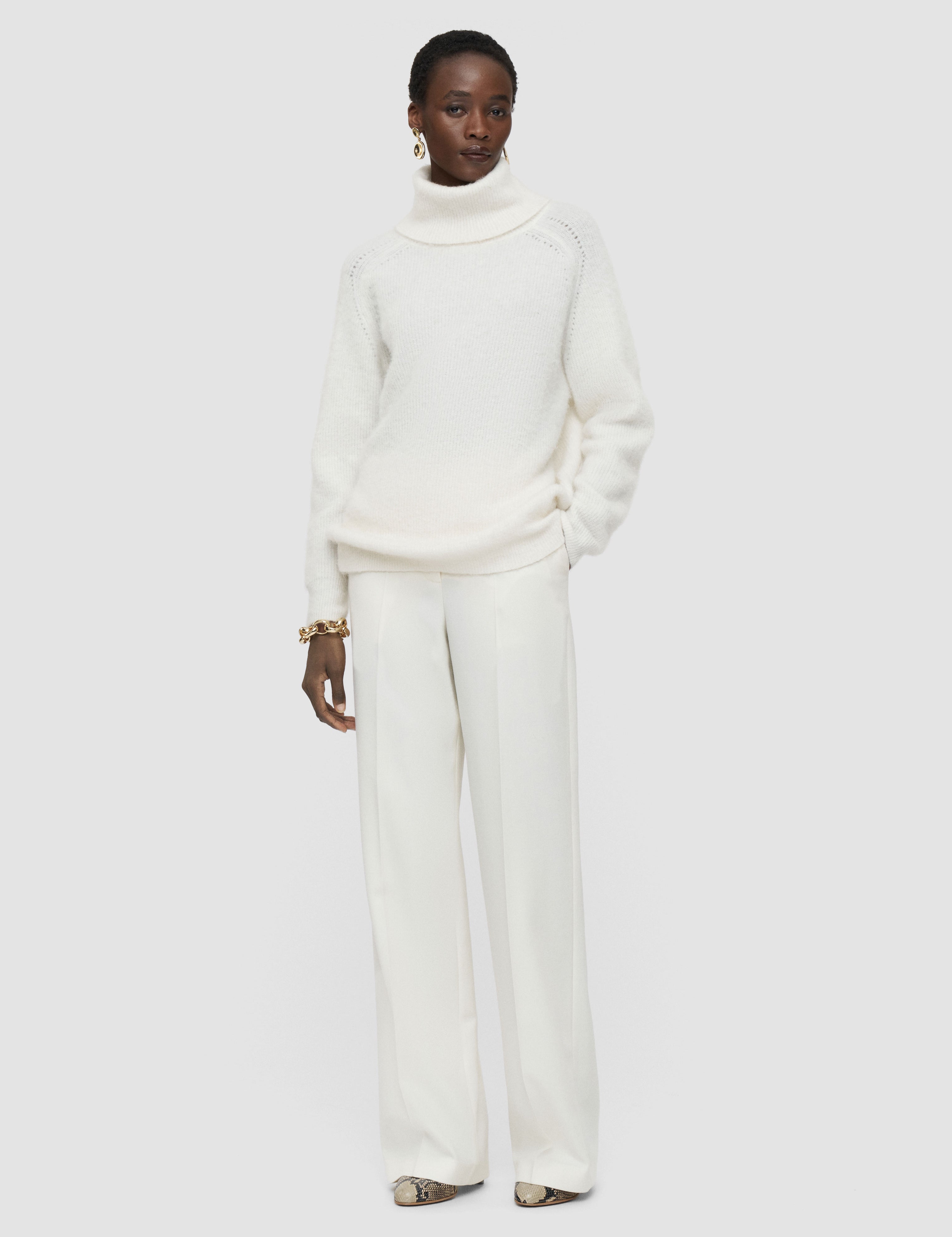 White Mitae Textured Wool Trousers - Joseph