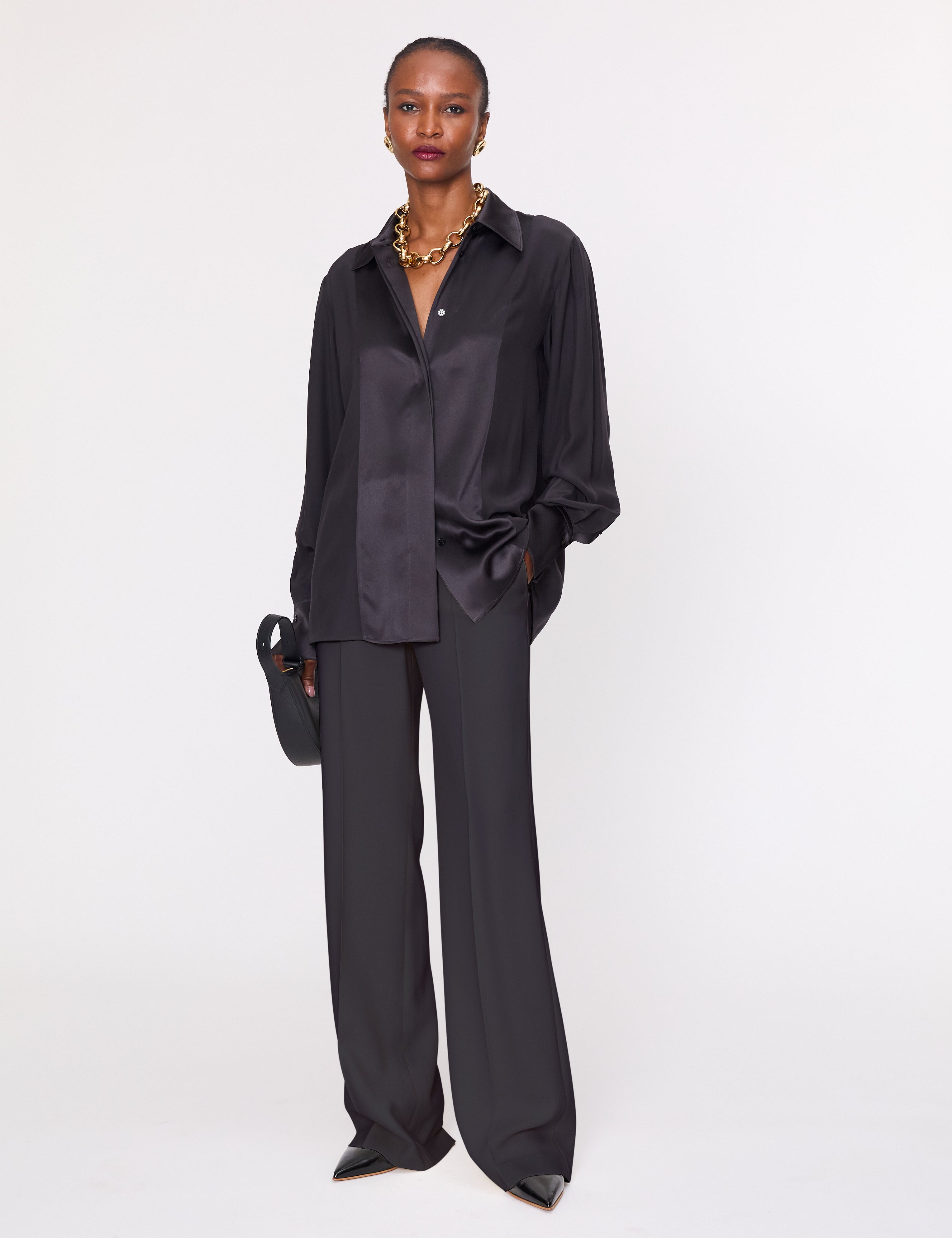 Black Morissey Comfort Cady Trousers - Joseph