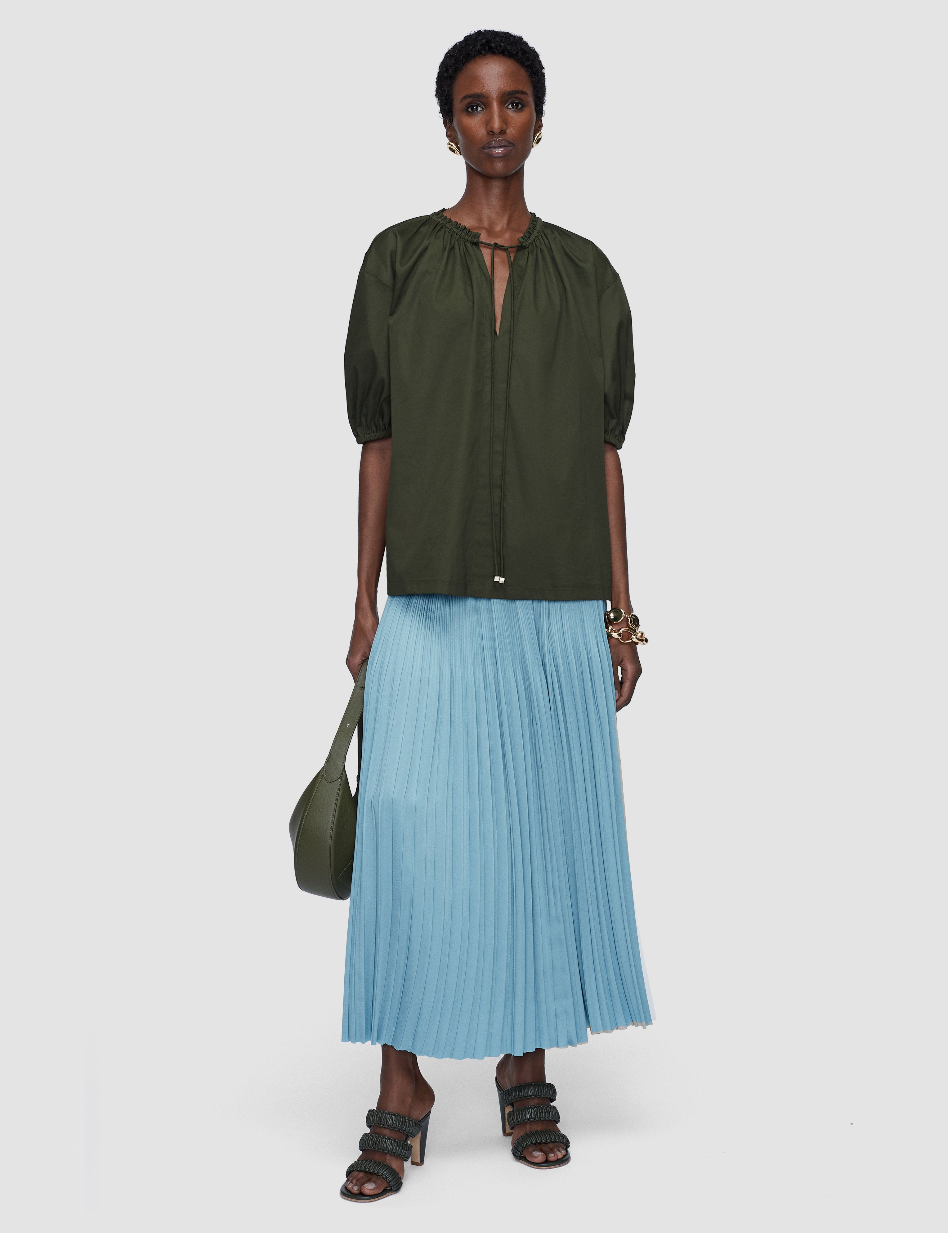 Green Nador Cotton Sateen Blouse - Joseph