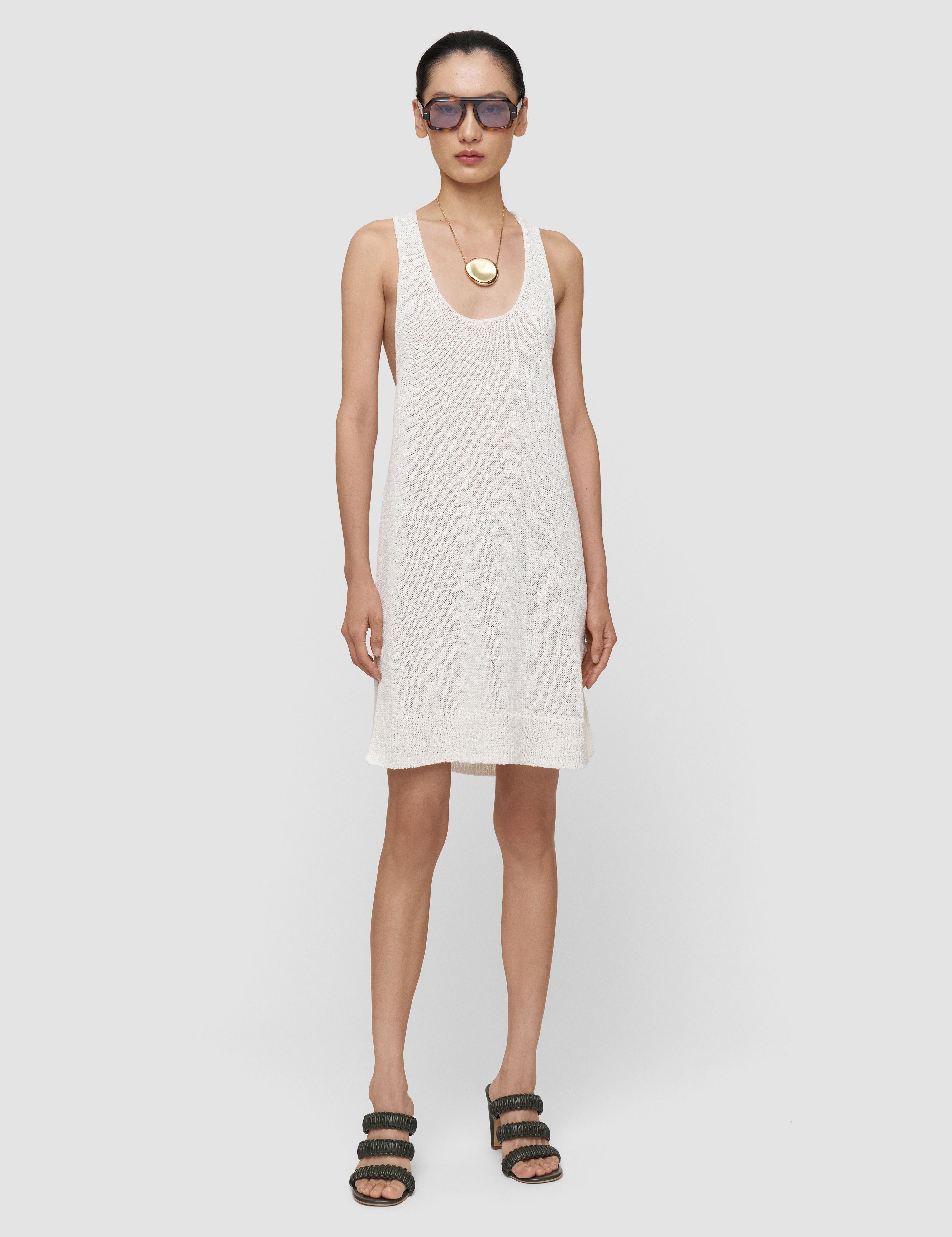 Nahra Open Cotton Knit Dress in White | JOSEPH AT Nahra Open Cotton Knit Dress in White | JOSEPH AT