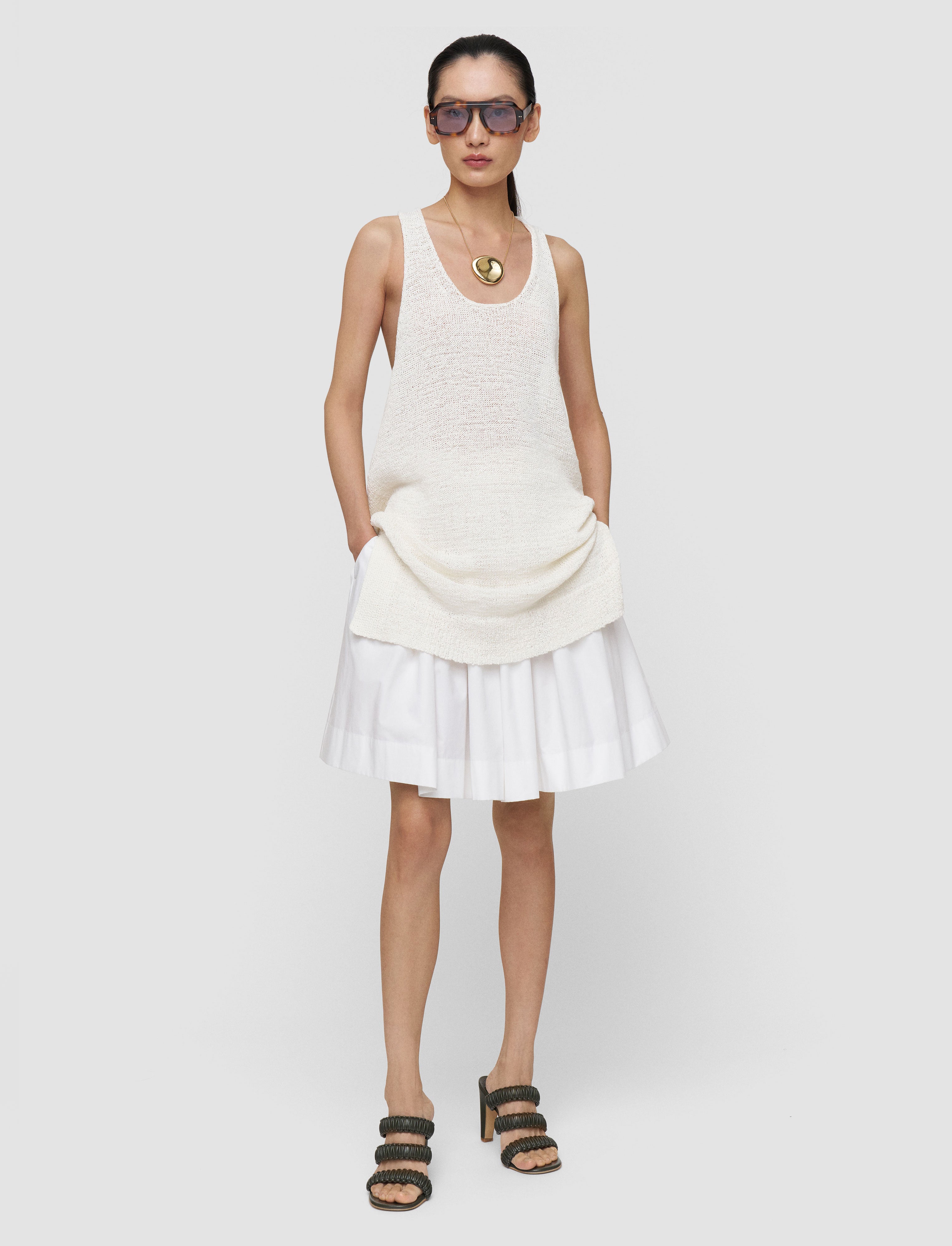 Nahra Open Cotton Knit Dress in White | JOSEPH AT Nahra Open Cotton Knit Dress in White | JOSEPH AT