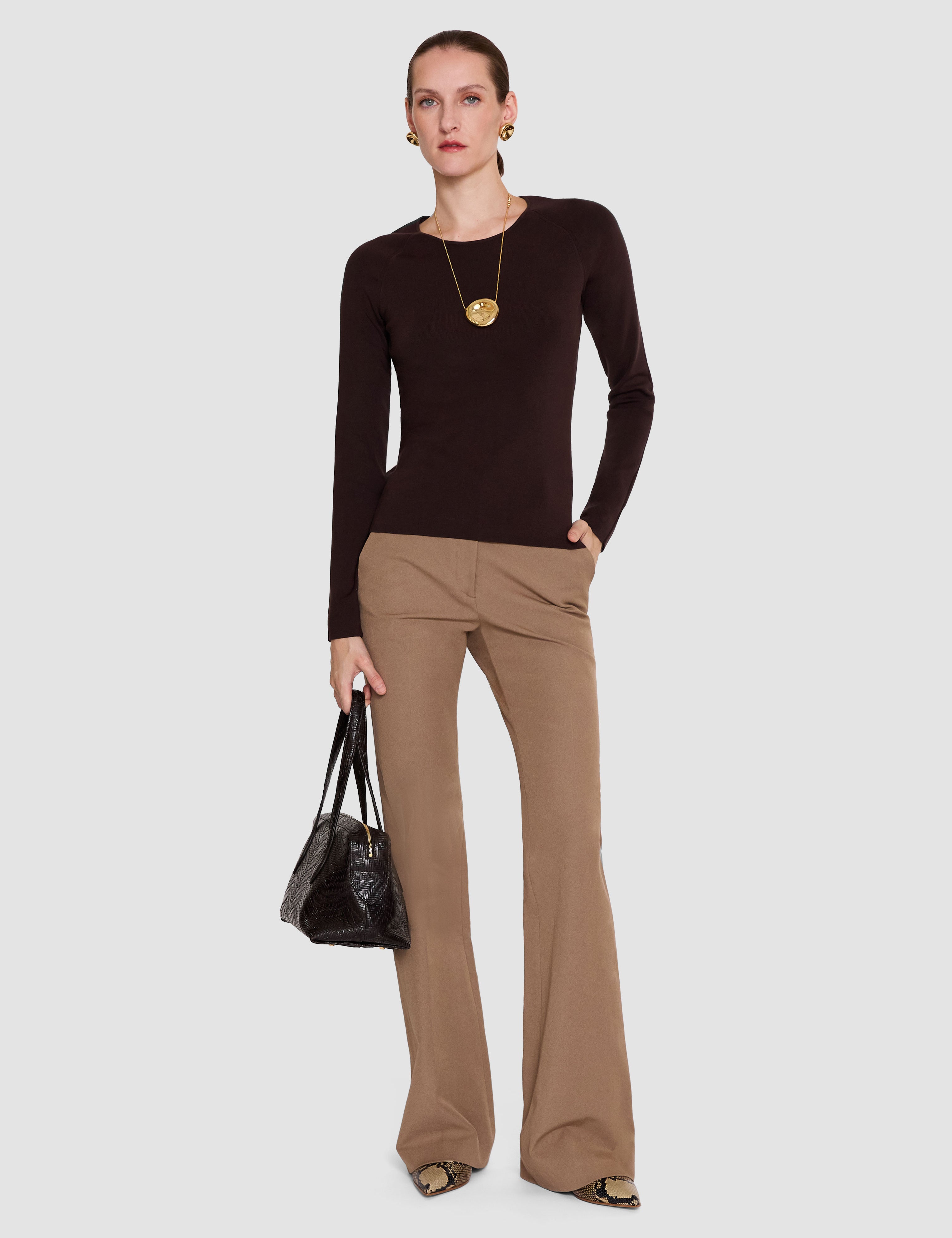 Brown Nali Silk Stretch Top - Joseph