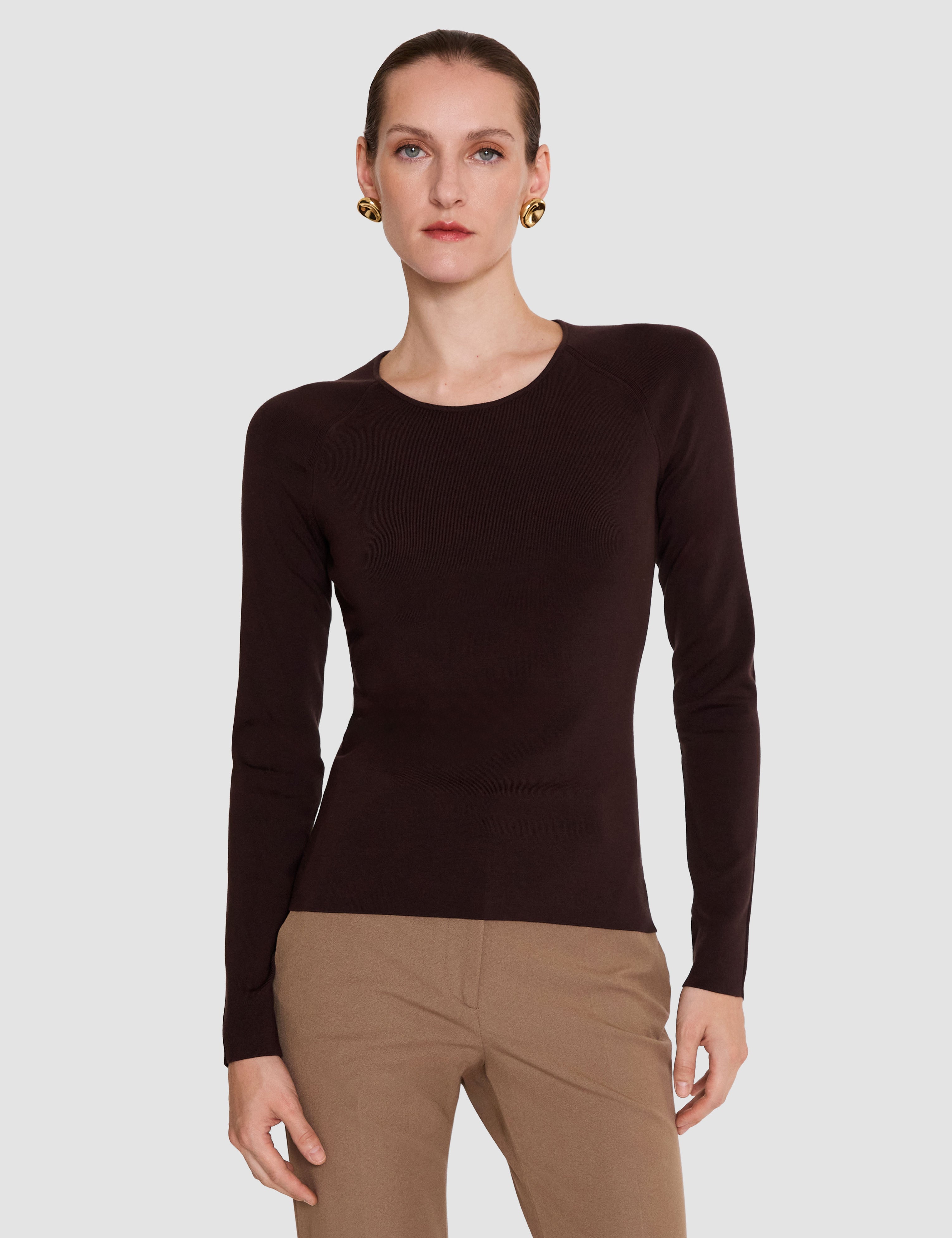 Brown Nali Silk Stretch Top - Joseph