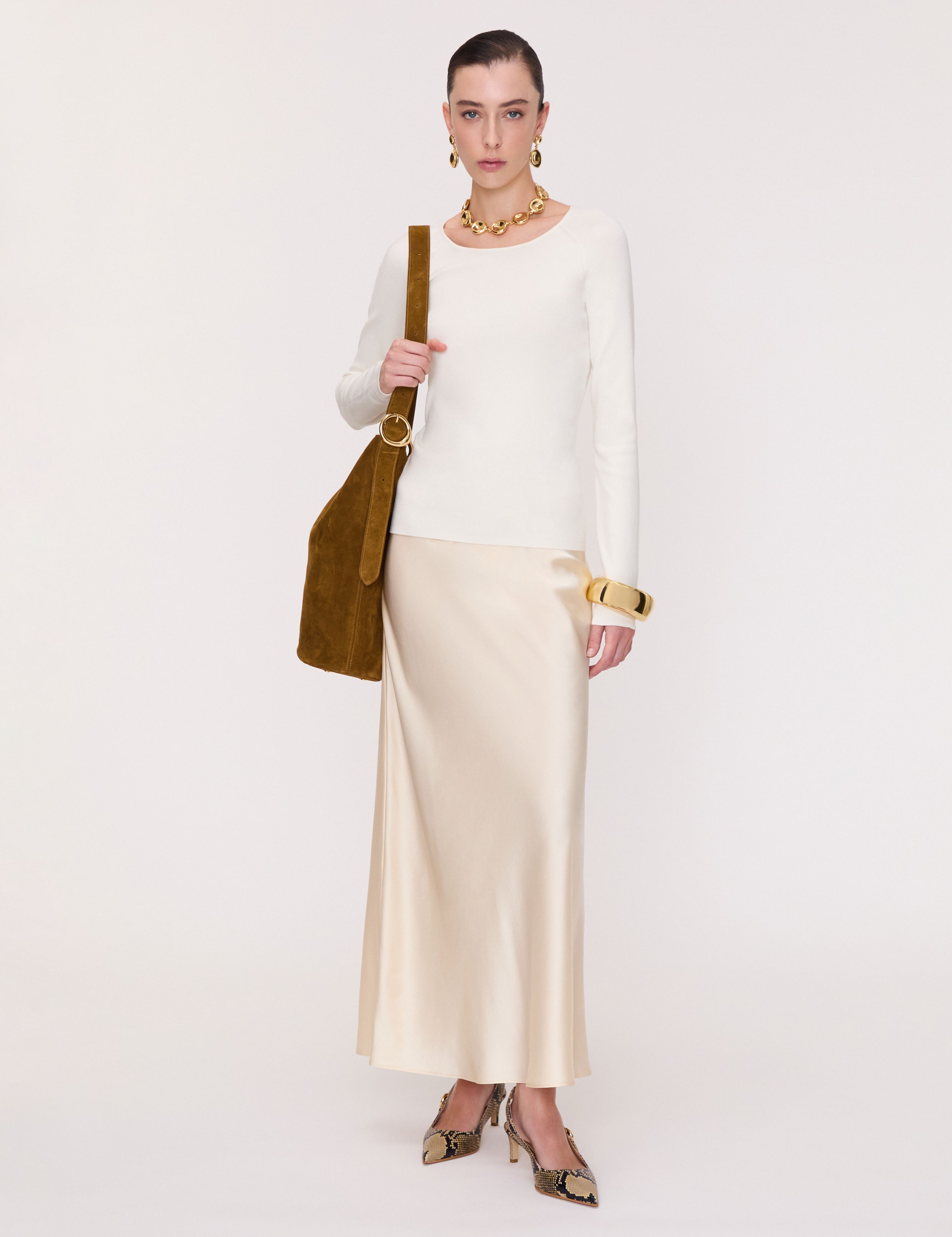 Ivory Nali Silk Stretch Top - Joseph