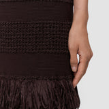 Brown Nari Cotton Raffia Fringe Dress - Joseph