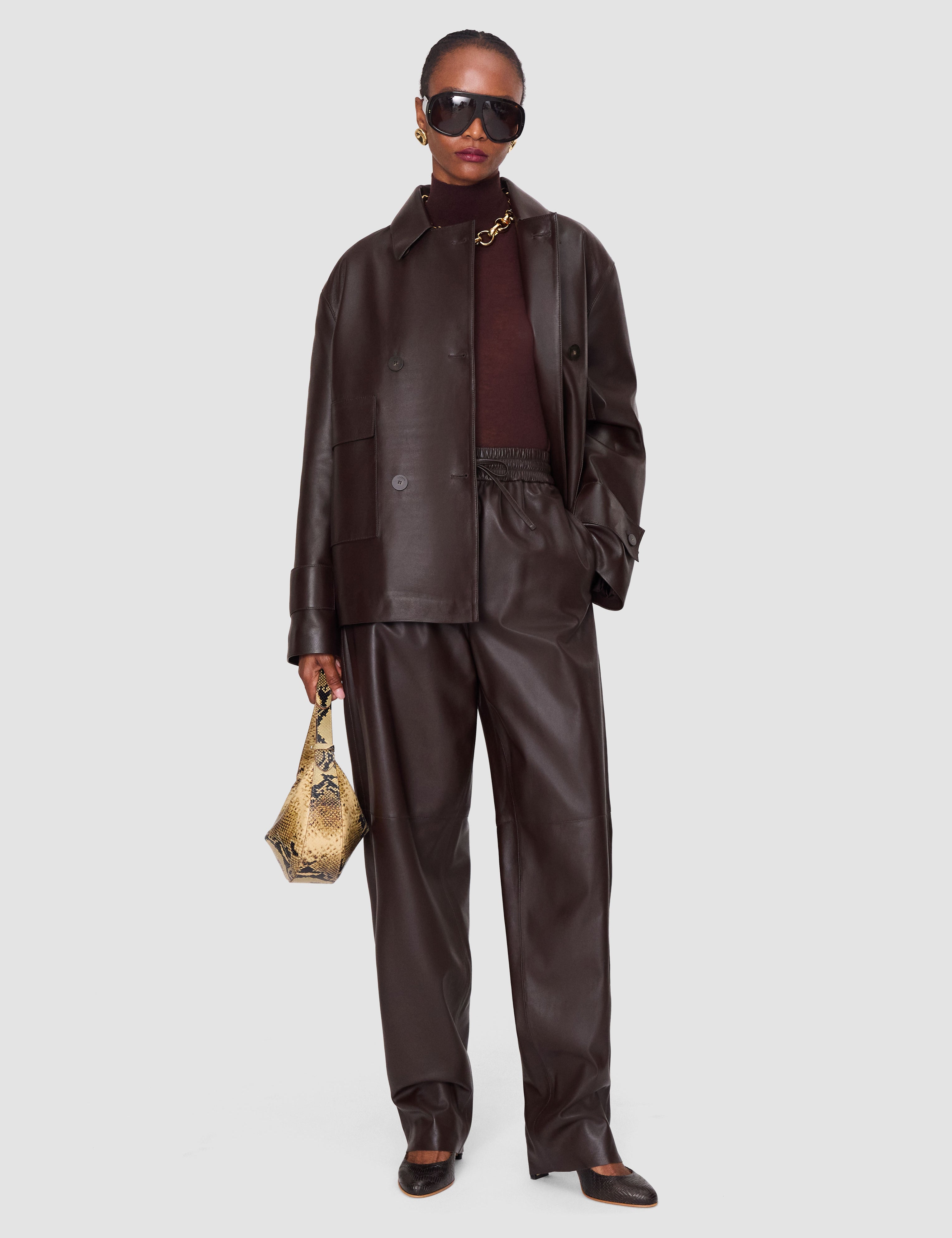 Brown Nat Soft Nappa Trousers - Joseph