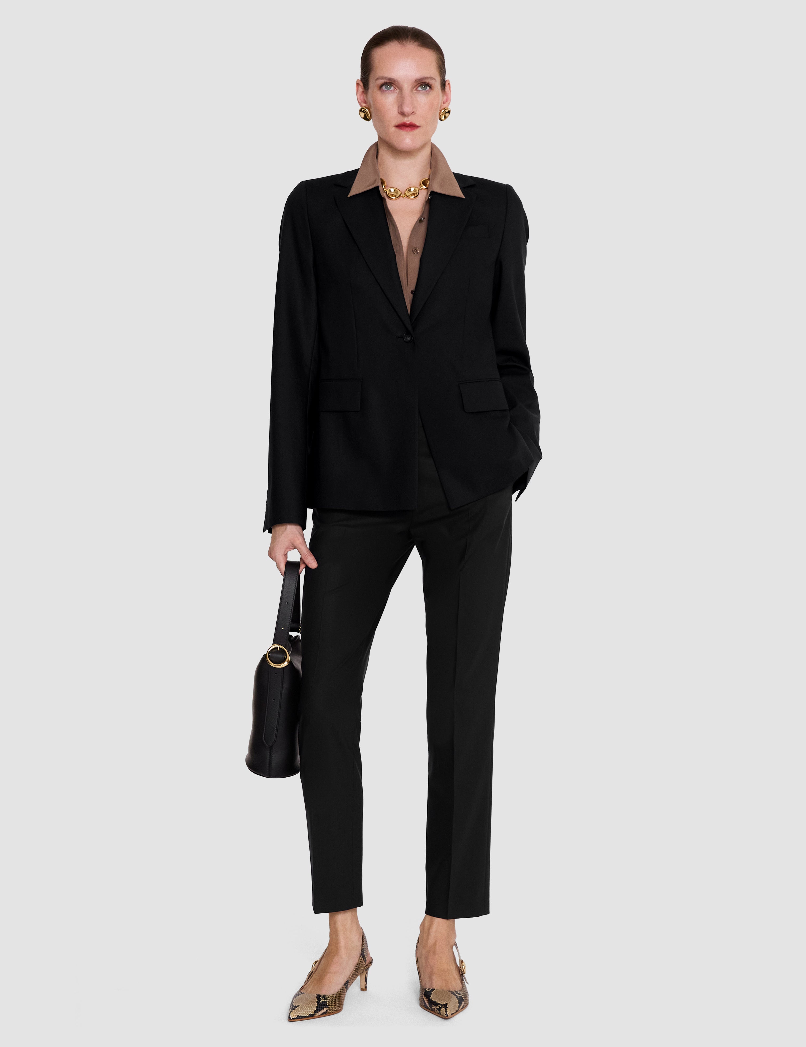 Black Jackie Wool Tailoring Stretch Jacket - Joseph