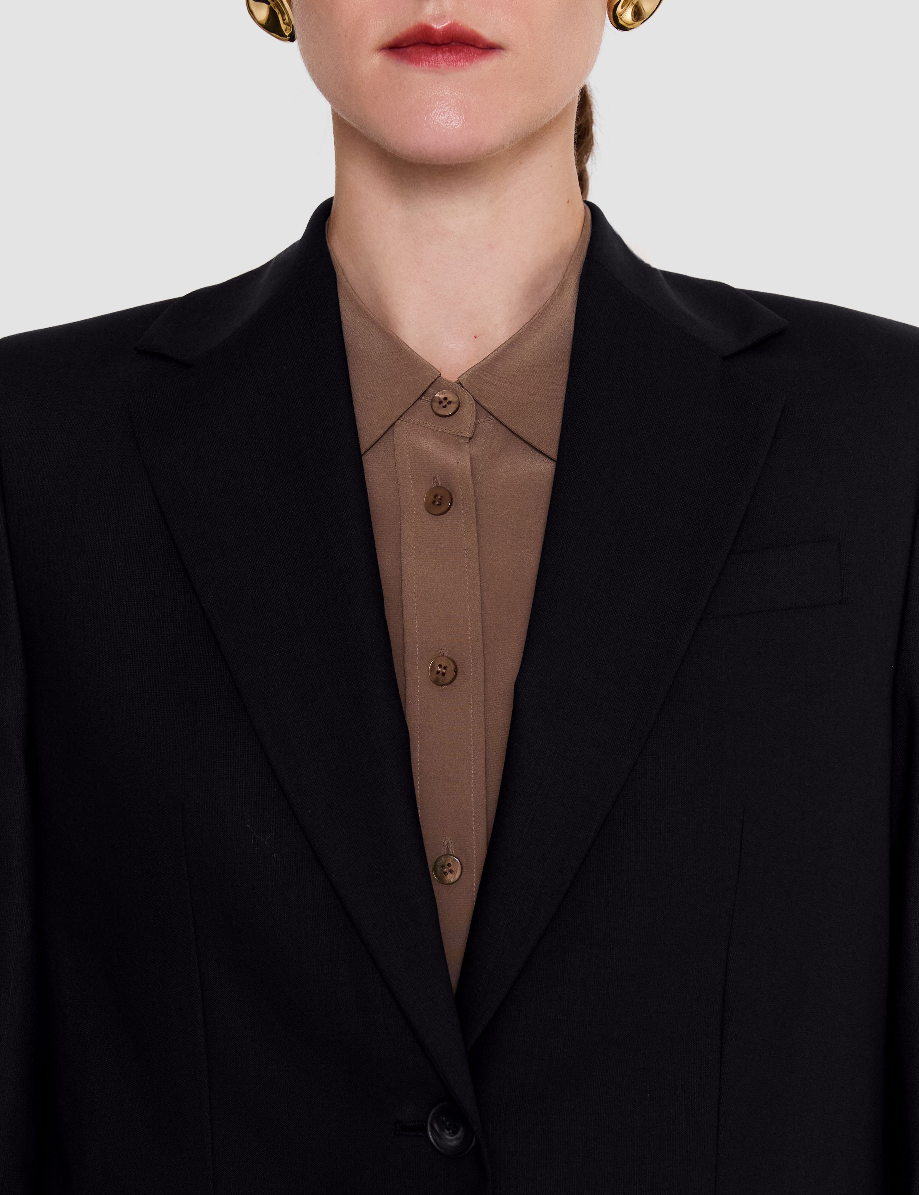 Black Jackie Wool Tailoring Stretch Jacket - Joseph