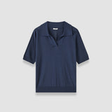Blue Niata Superfine Silk Polo Top - Joseph