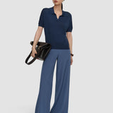 Blue Niata Superfine Silk Polo Top - Joseph