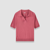 Pink Niata Superfine Silk Polo Top - Joseph