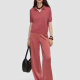 Pink Niata Superfine Silk Polo Top - Joseph