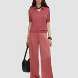 Pink Niata Superfine Silk Polo Top - Joseph