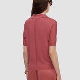 Pink Niata Superfine Silk Polo Top - Joseph