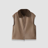 Brown Nico Textured Shearling Reversible Gilet - Joseph