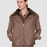 Brown Nico Reversible Textured Shearling Gilet - Joseph