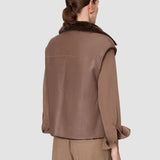 Brown Nico Reversible Textured Shearling Gilet - Joseph
