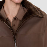 Brown Nico Reversible Textured Shearling Gilet - Joseph