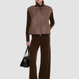 Brown Nico Reversible Textured Shearling Gilet - Joseph