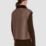 Brown Nico Reversible Textured Shearling Gilet - Joseph